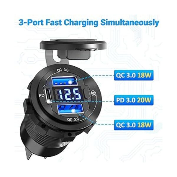 Cargador USB de 12 V para automóvil paquete de 2 metal_2