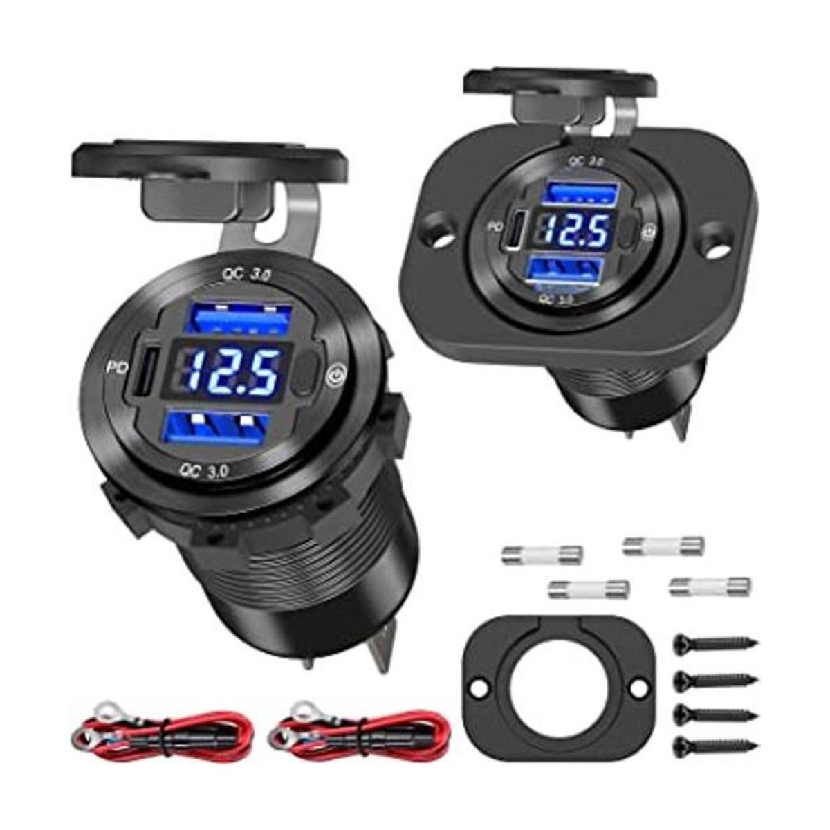 Cargador USB de 12 V para automóvil paquete de 2 metal