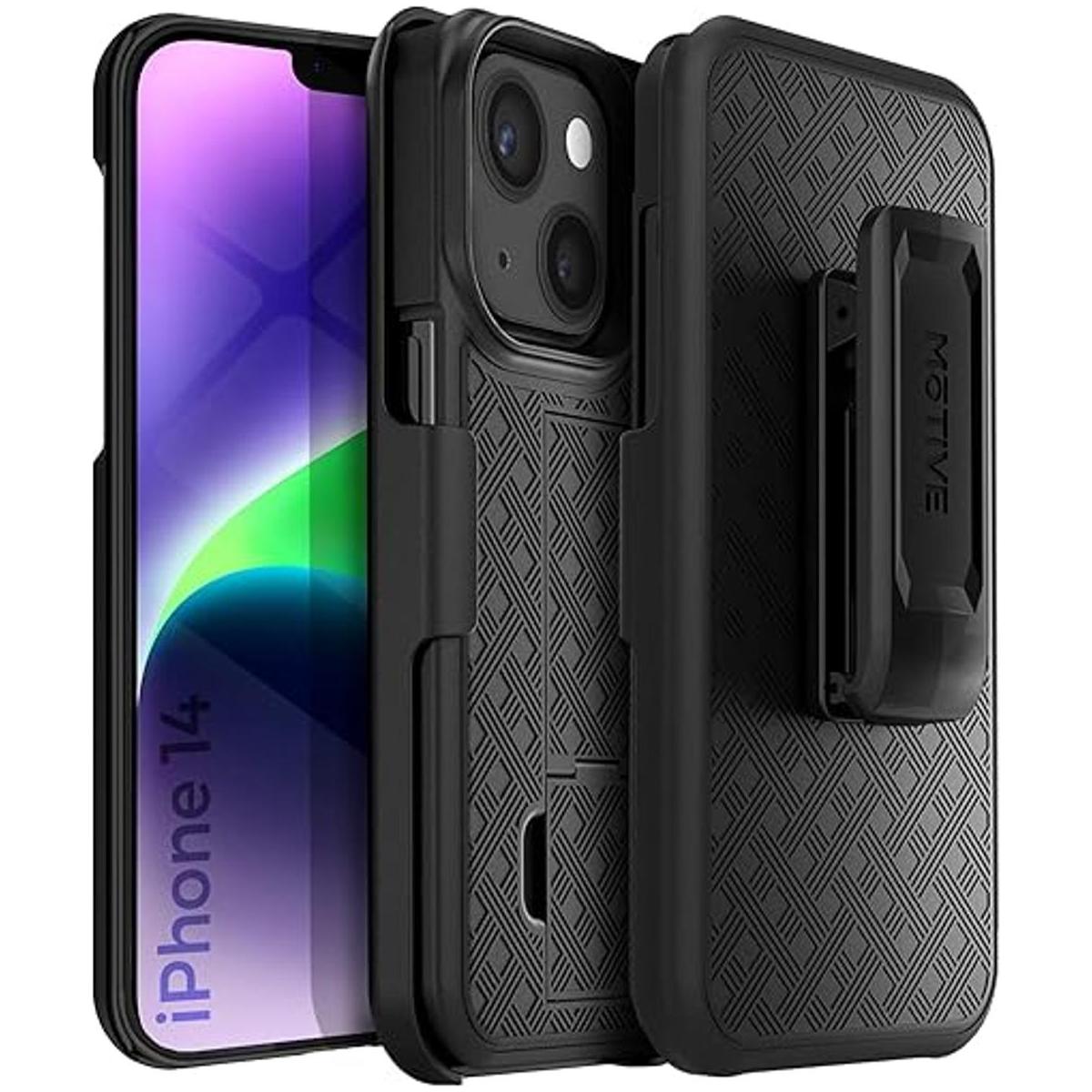 MOTIVE Funda para iPhone 14 funda con clip de cinturón
