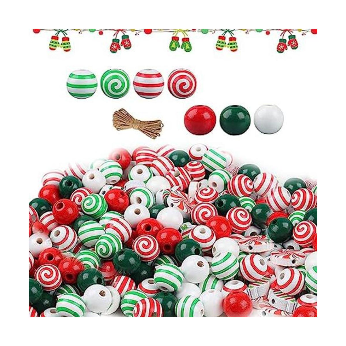 Huaerle 160 cuentas de madera de Navidad para