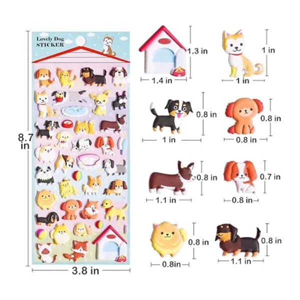 Calcomanías 3D para perros hinchados para niños pequeños