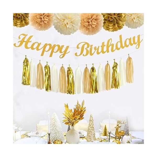 Decoraciones de fiesta de cumpleaños color champán blanco_6