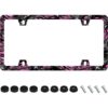 Marco de placa de matrícula de camuflaje rosa con diseño_1