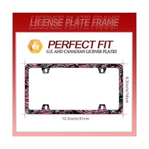 Marco de placa de matrícula de camuflaje rosa con diseño_3