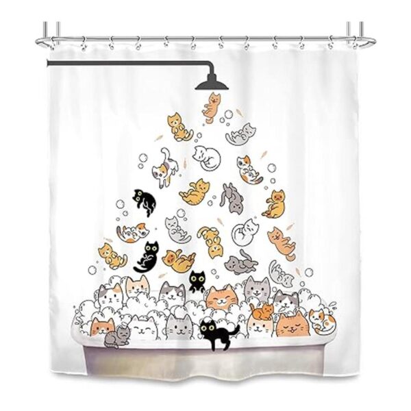 SVBright Linda cortina de ducha de gato para niños de 72