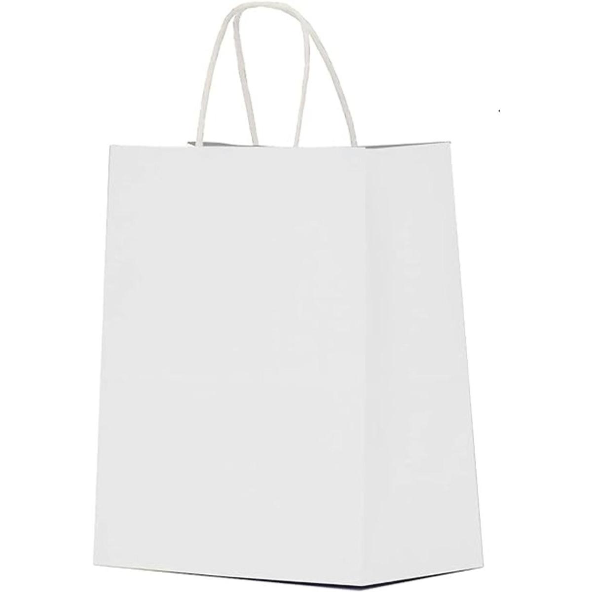Qutuus 100 bolsas de regalo de papel kraft blanco a