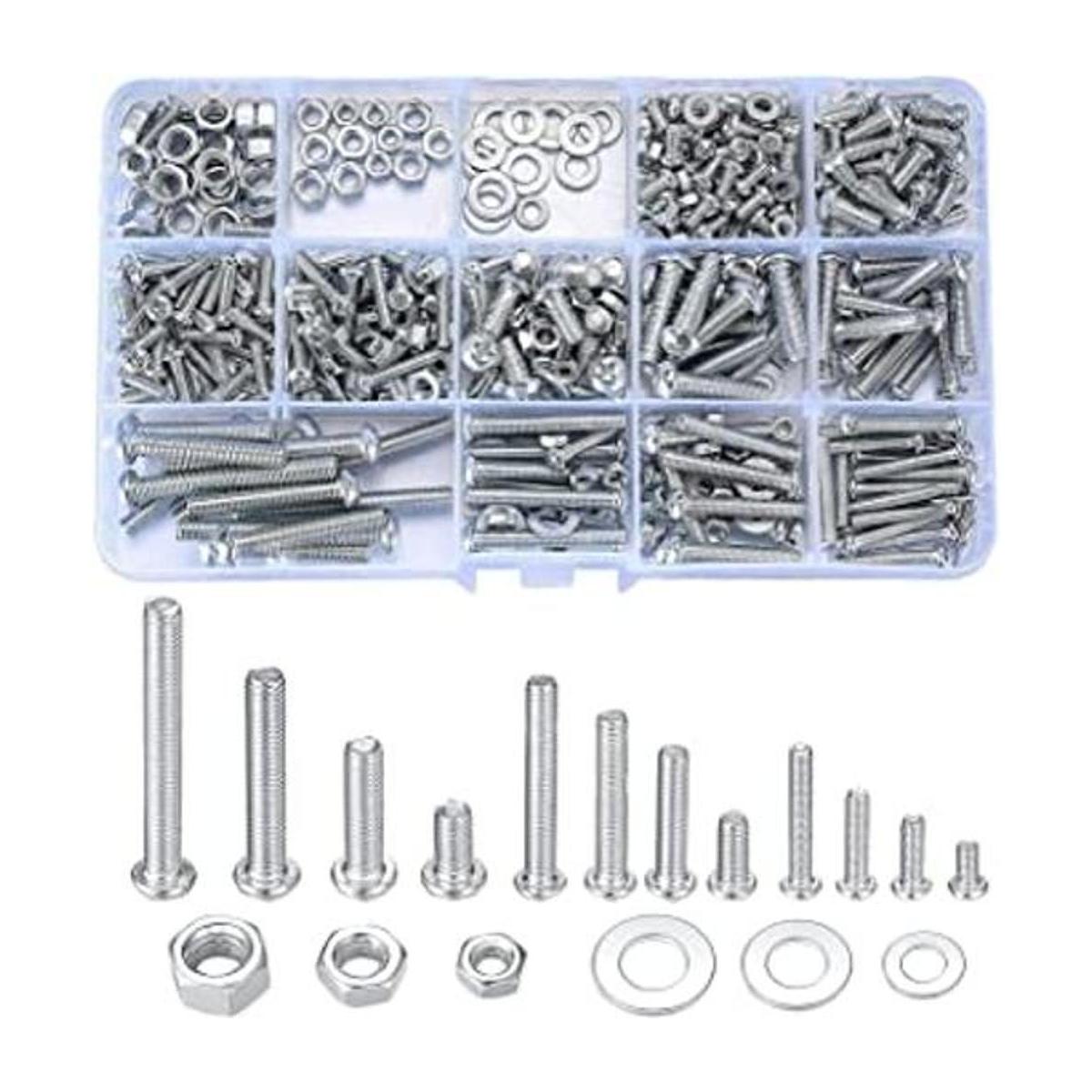 Kit surtido de 550 tuercas y pernos de acero inoxidable M3