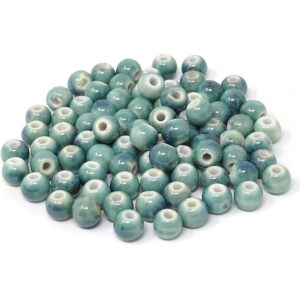 Honbay 100 cuentas de cerámica de 0.394 in hechas a mano