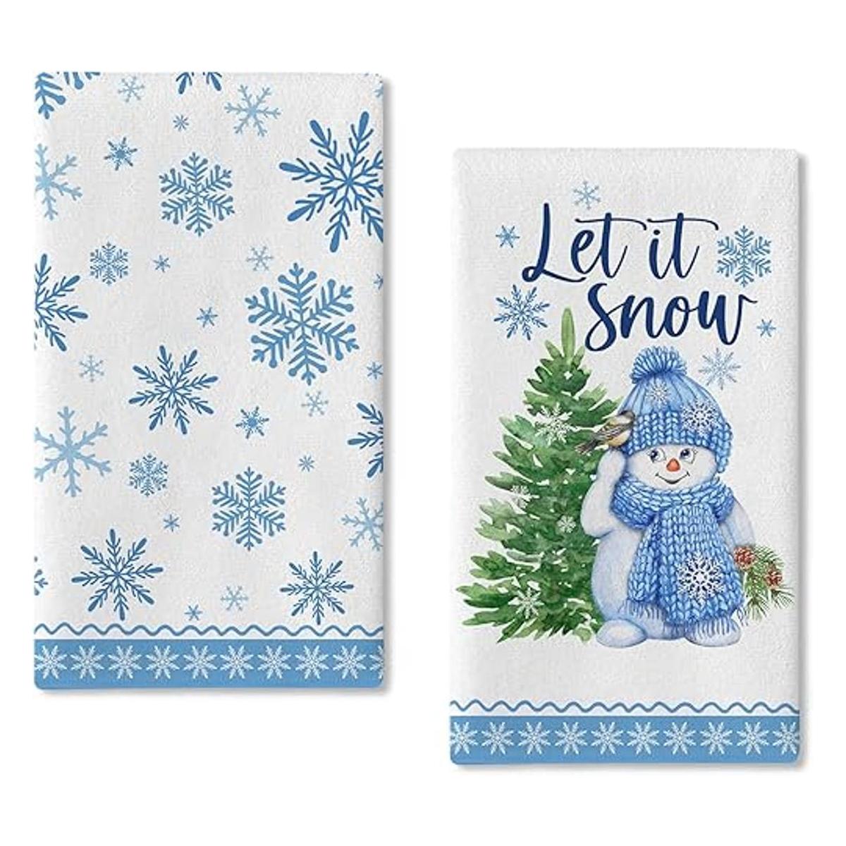 Seliem Winter Let it Snow Snowman Juego de 2 toallas de