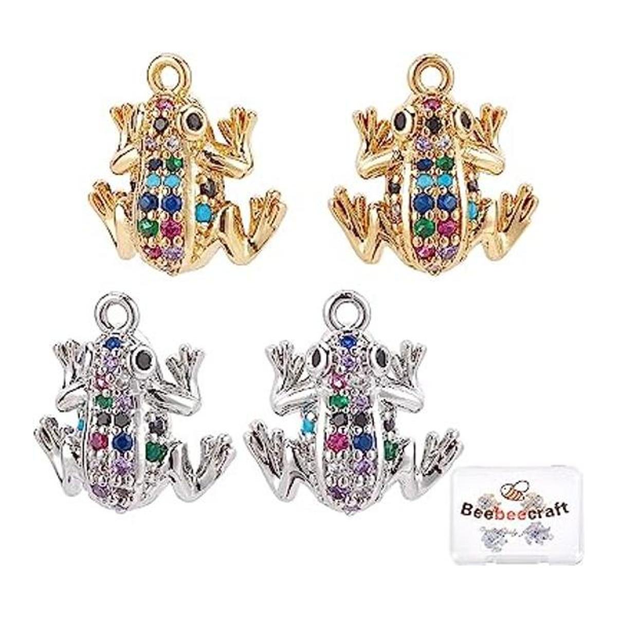 Beebeecraft 4 dijes colgantes de rana de 2 colores