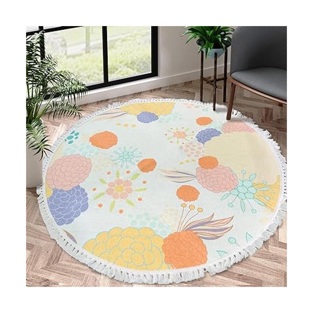 NECHEGI 4ft 3ft 2ft Round Rug for Bedroom Soft Area Rug