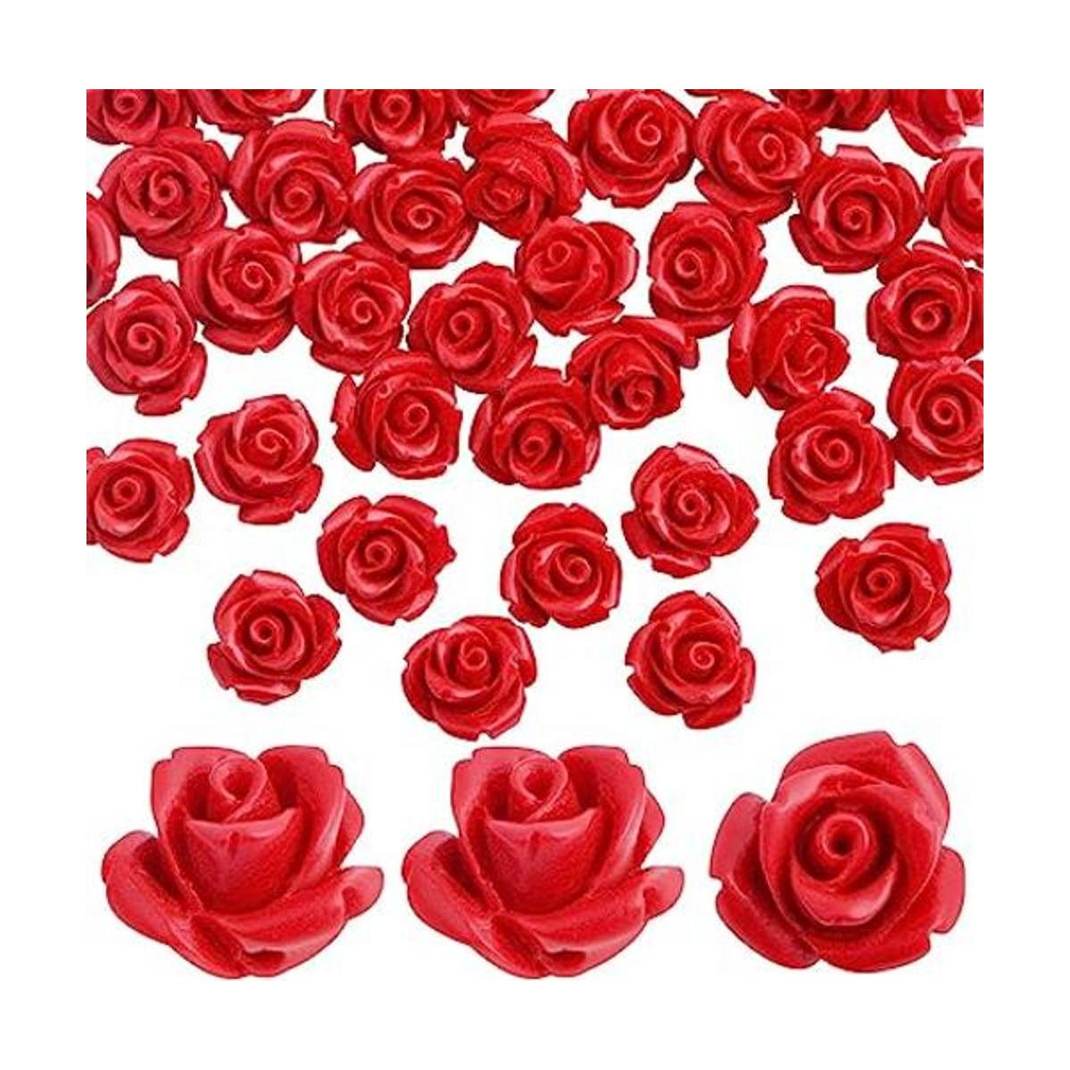 50 cuentas de rosa roja talladas en cinabrio de 0.394 in