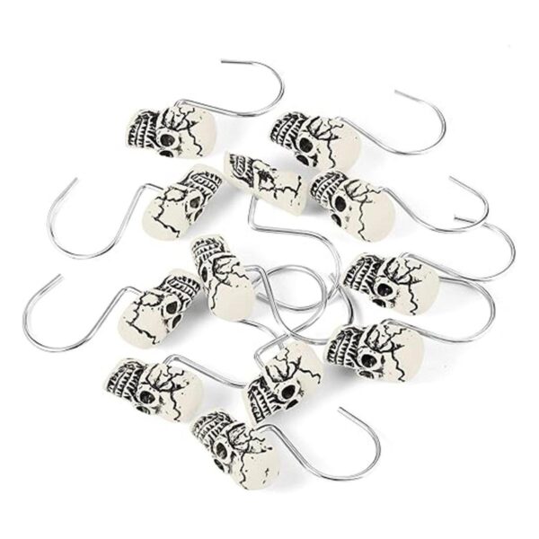 12 ganchos para cortina de ducha con calavera anillos