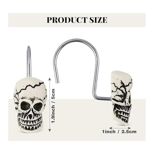12 ganchos para cortina de ducha con calavera anillos