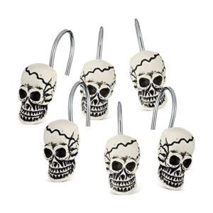 12 ganchos para cortina de ducha con calavera anillos