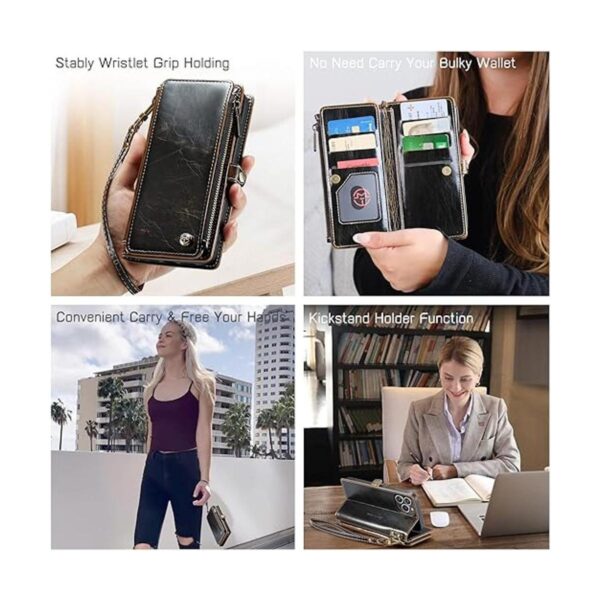 Defencase Funda tipo cartera para iPhone 14 Pro Max para_4