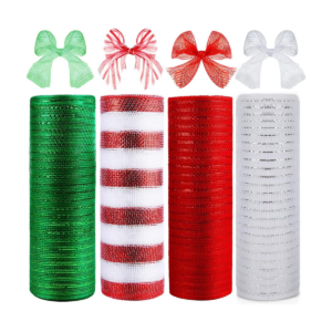 4 rollos de cinta de malla de polietileno de Navidad 10 x