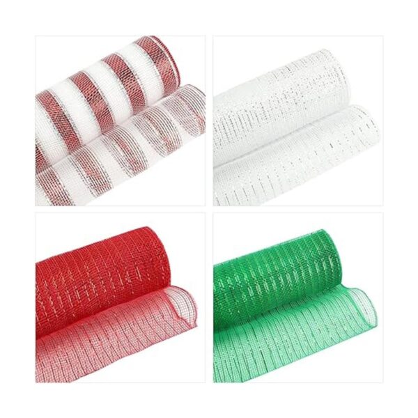 4 rollos de cinta de malla de polietileno de Navidad 10 x