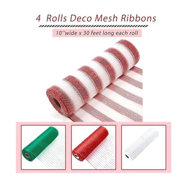 4 rollos de cinta de malla de polietileno de Navidad 10 x