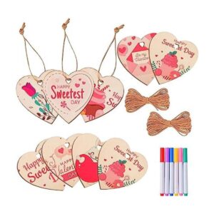 MGParty 60 piezas de rebanadas de madera de corazón_1