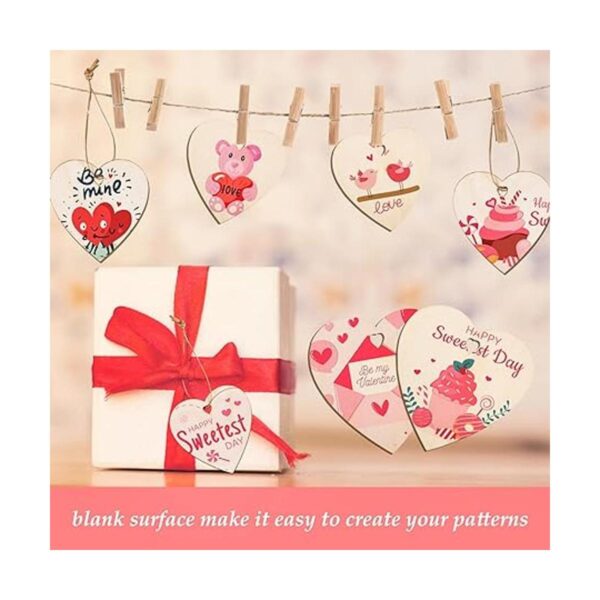 MGParty 60 piezas de rebanadas de madera de corazón_4