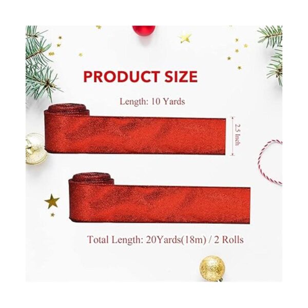2 rollos de cinta de Navidad de 20 yardas cinta metálica