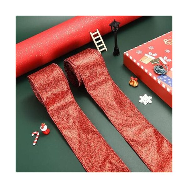 2 rollos de cinta de Navidad de 20 yardas cinta metálica