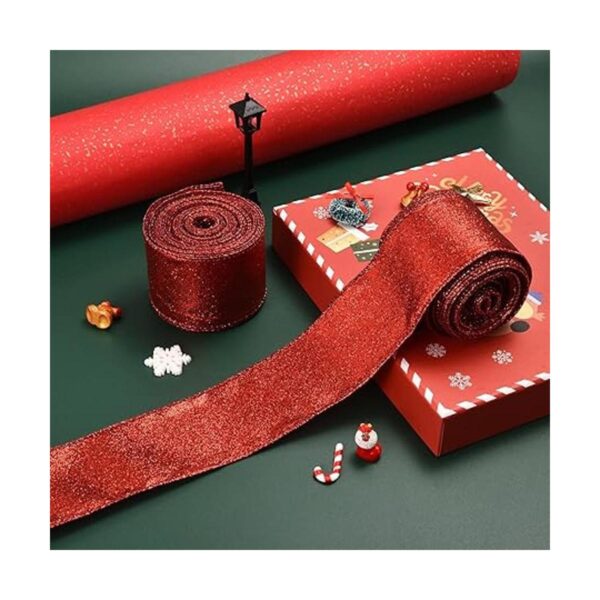 2 rollos de cinta de Navidad de 20 yardas cinta metálica