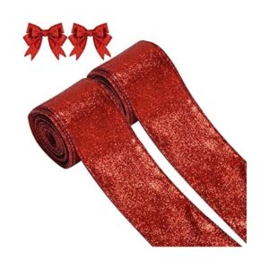 2 rollos de cinta de Navidad de 20 yardas cinta metálica