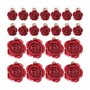 SUNNYCLUE 1 caja de 40 dijes de rosas de 2 estilos a
