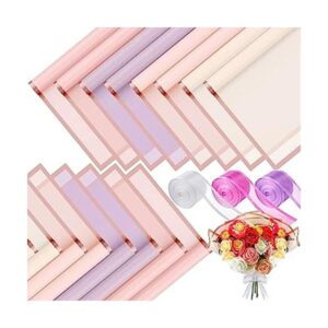 Mimorou 60 piezas de papel de regalo de flores con borde_1