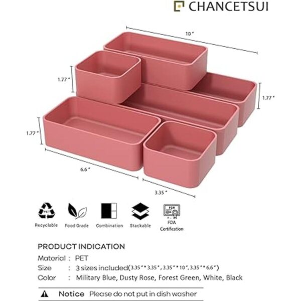 Juego de cajones organizadores de plástico apilables de 6