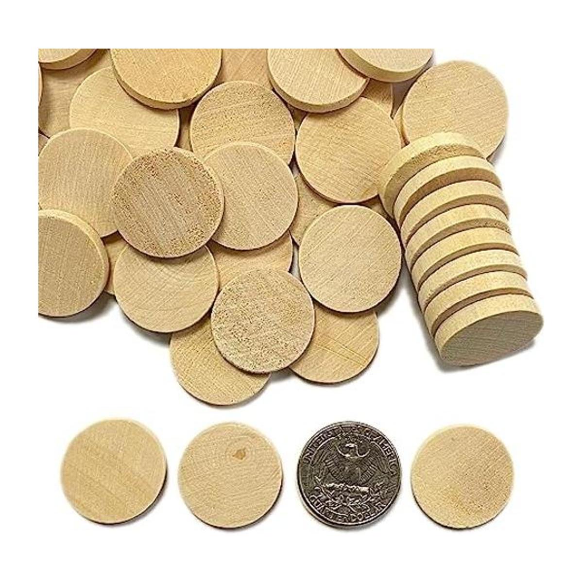 Monedas de madera de 1 pulgada de 200 piezas redondas de