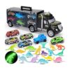 Dinosaur Transport Toy Trucks with 16 Glowing Dino Figures_1