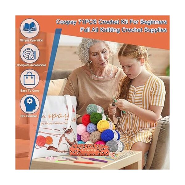 Coopay Kit de ganchillo para principiantes con hilo de 15