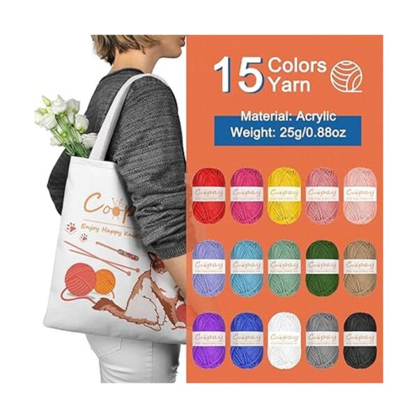 Coopay Kit de ganchillo para principiantes con hilo de 15