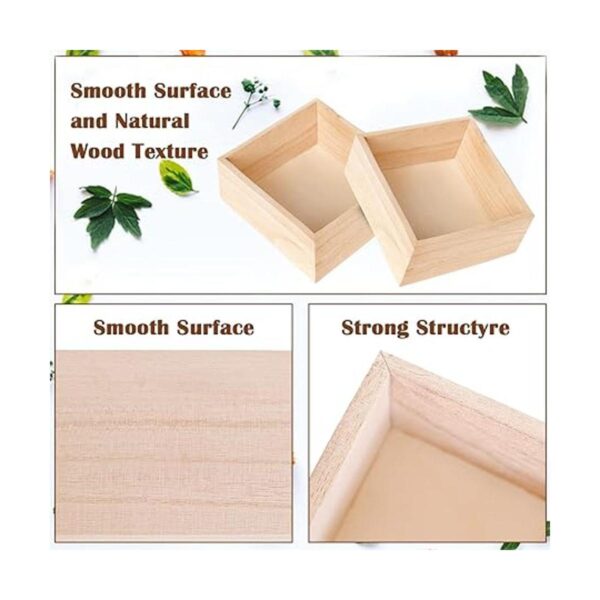 8 Pack Unfinished Wooden Box 6 x 6 Inch Square Rustic