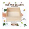 8 Pack Unfinished Wooden Box 6 x 6 Inch Square Rustic