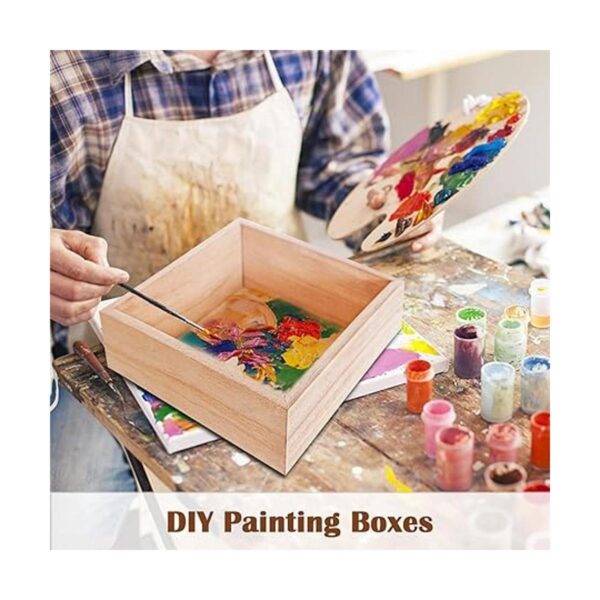 8 Pack Unfinished Wooden Box 6 x 6 Inch Square Rustic