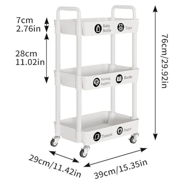 Laiensia Carrito de almacenamiento de 3 niveles