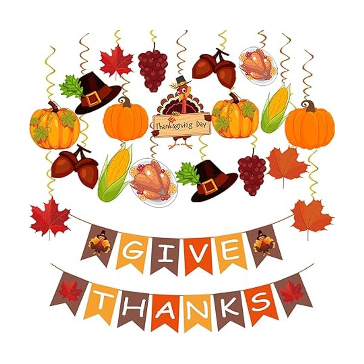 42Pcs Thanksgiving Decorations PreAssembled GIVE THANKS