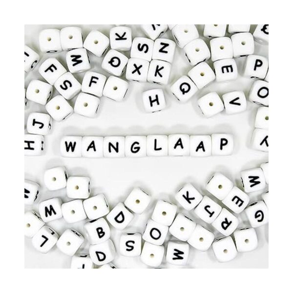 WangLaap 104 cuentas cuadradas de silicona con letras del_3