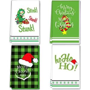 Juego de 4 toallas de cocina de Navidad con Stink Stank