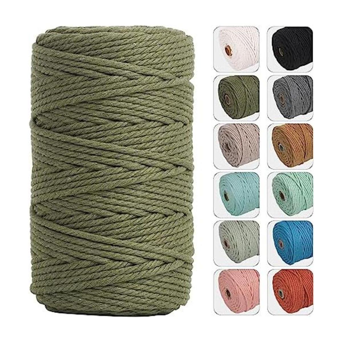 NOANTA Cuerda de macramé verde oliva 0.157 in x 109