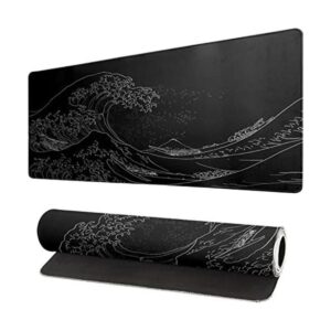 Alfombrilla de mouse grande japonesa con ondas marinas_1
