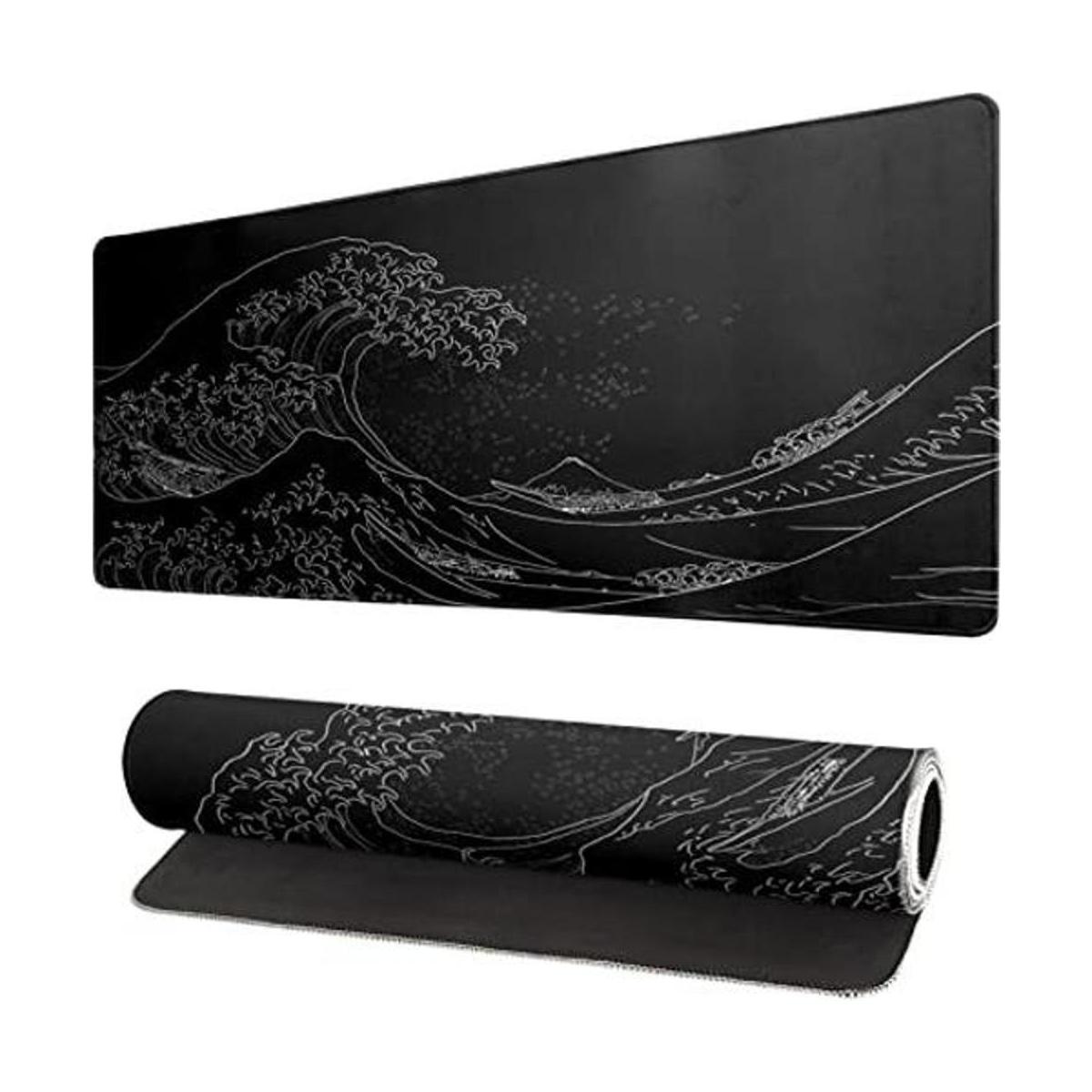Alfombrilla de mouse grande japonesa con ondas marinas