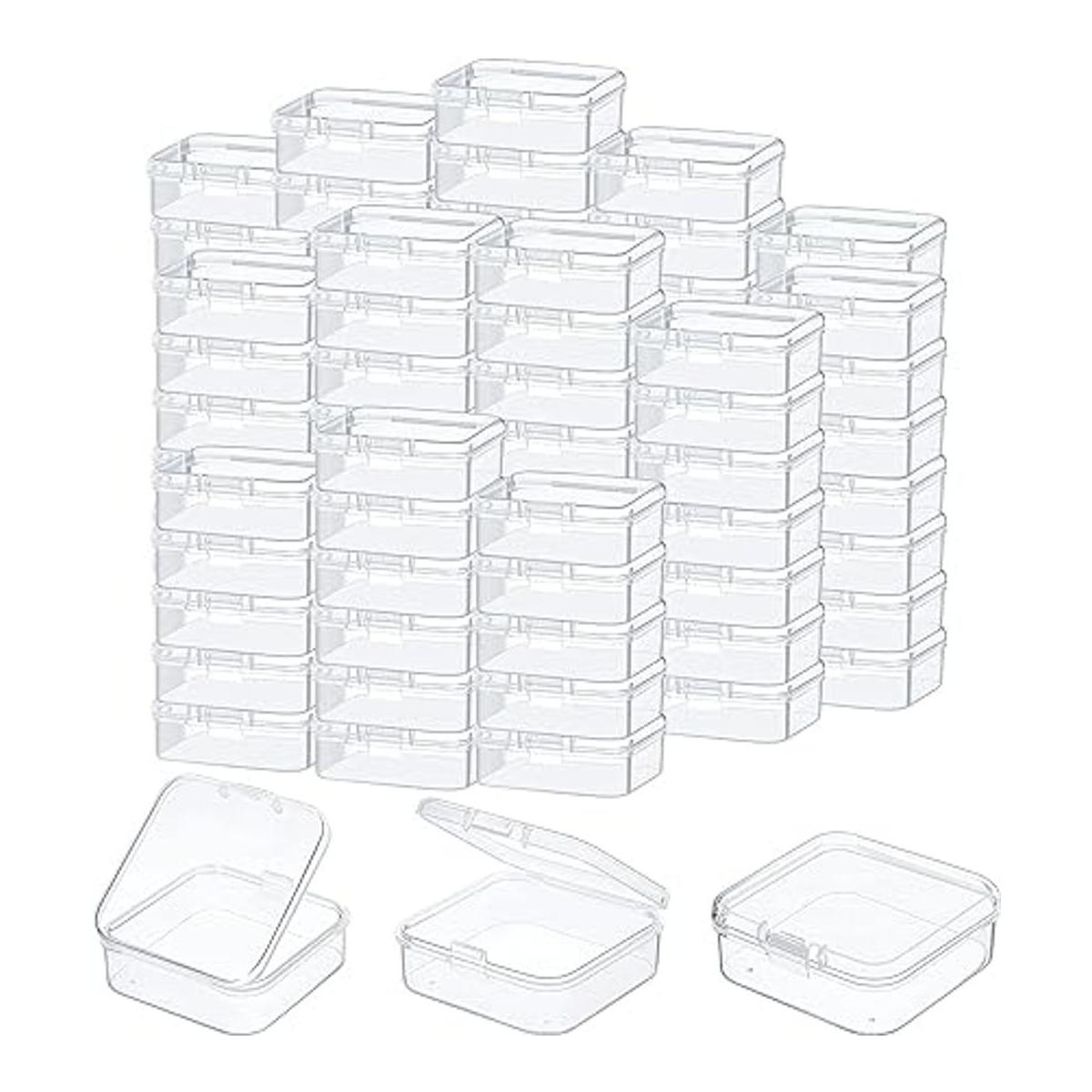 100 piezas pequeñas de plástico transparente con tapa con