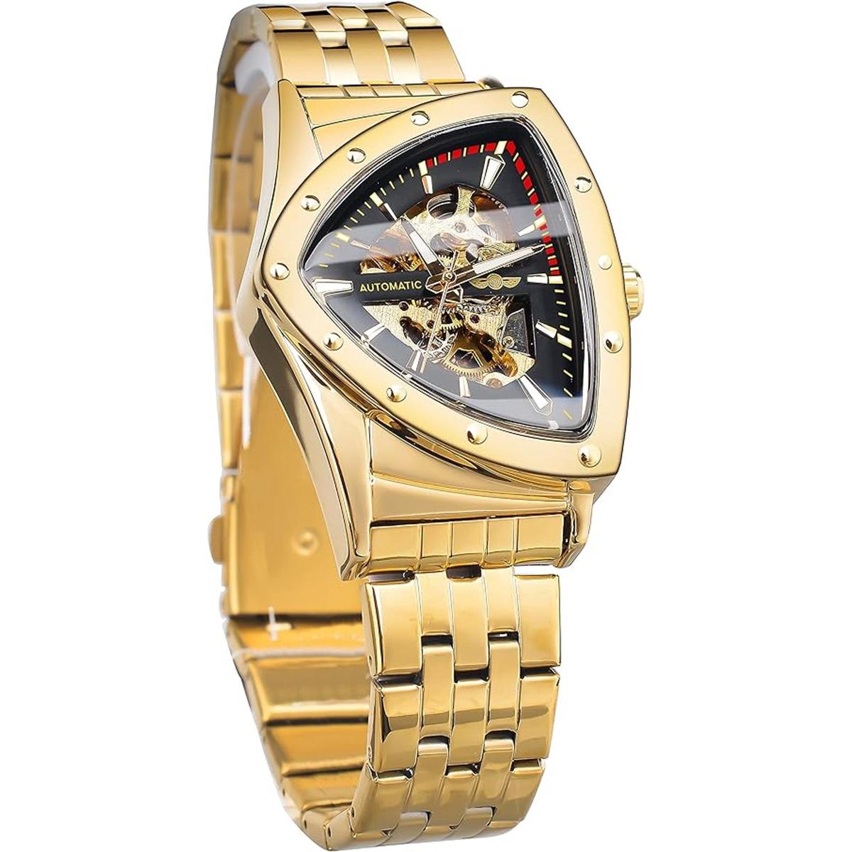 Reloj mecánico automático triangular Gold Shield esfera