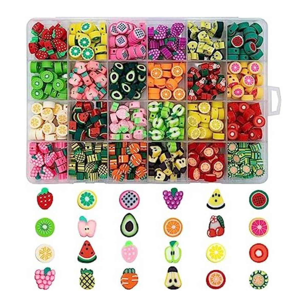 JEBBO 480 cuentas de arcilla de frutas para hacer joyas