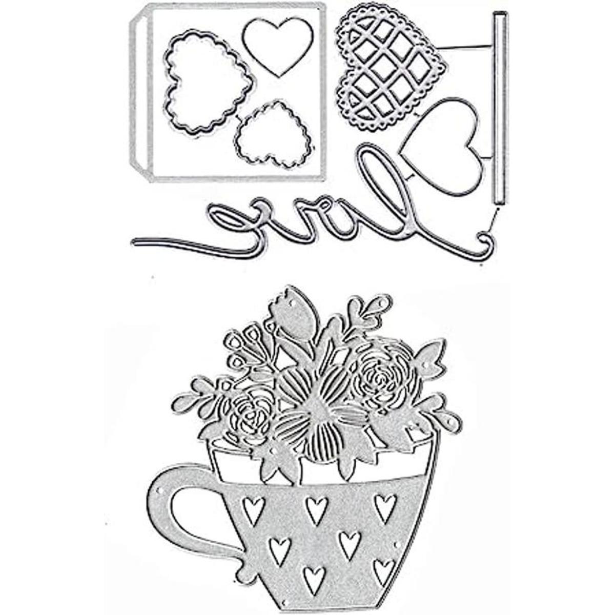 Hying Troqueles de palabras de flores para hacer tarjetas